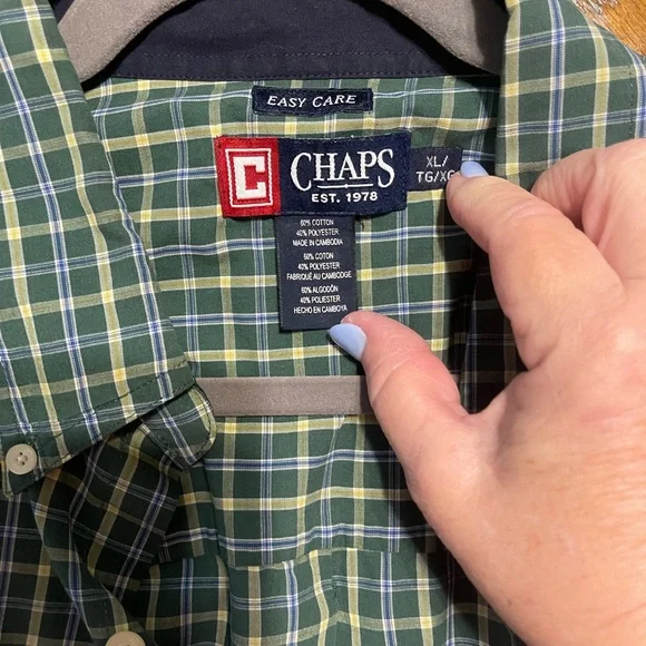 🎉HP🎉Chaps Green Plaid Men's Shirt  XL🎉HP🎉 - Picture 4 of 4